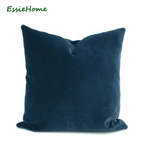 Чехол для подушки, темно-синий, бархатный