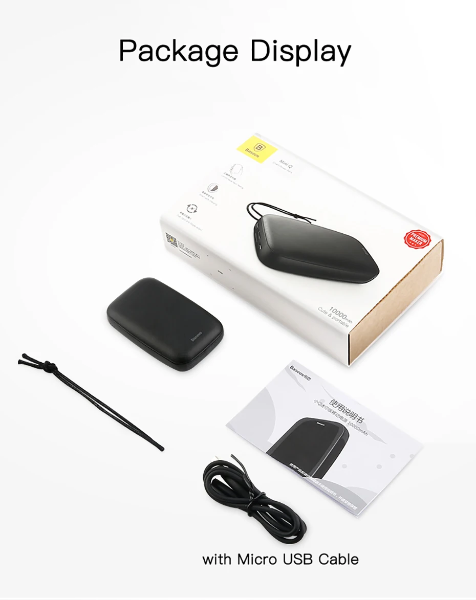 Baseus 10000 мАч Мини банк питания для iPhone samsung huawei Xiaomi Внешний аккумулятор портативный usb зарядка внешний аккумулятор