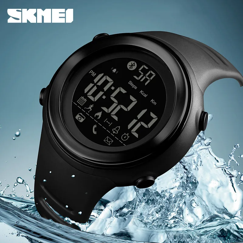 SKMEI Bluetooth Смарт-часы модные светодиодные цифровые часы Шагомер калорий