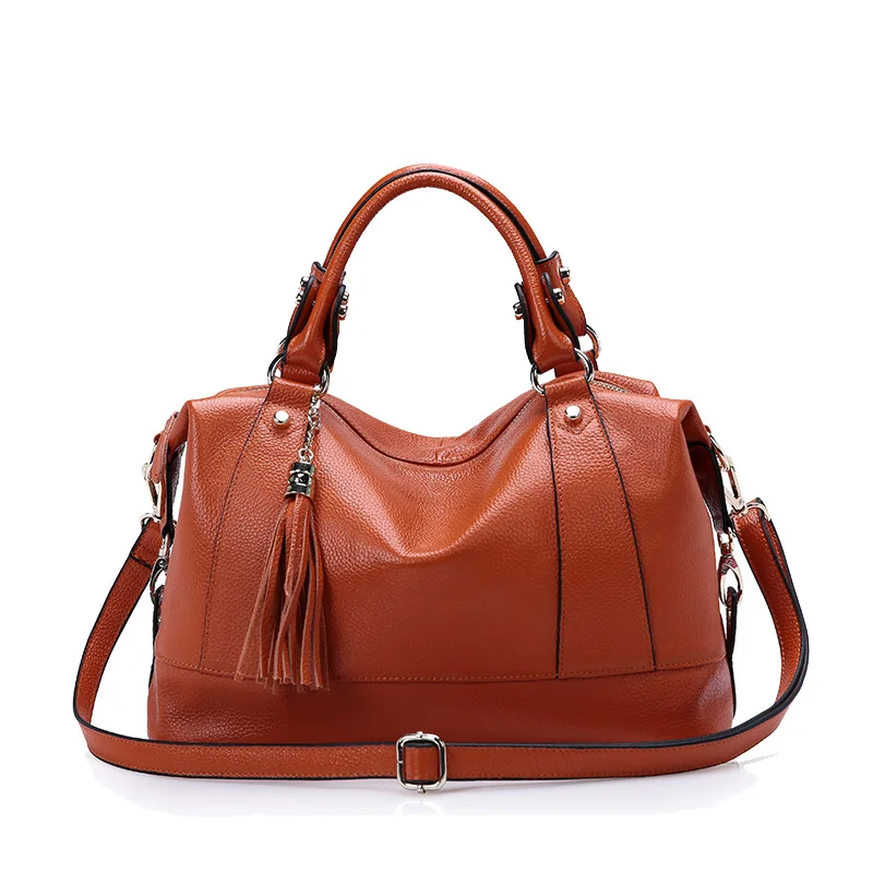 Light Brown ZENCY Модная брендовая Мягкая натуральная коровья кожа с кисточками женская сумка через плечо сумка для покупок Женская Сумка Хобо для девочек - Цвет: Light Brown