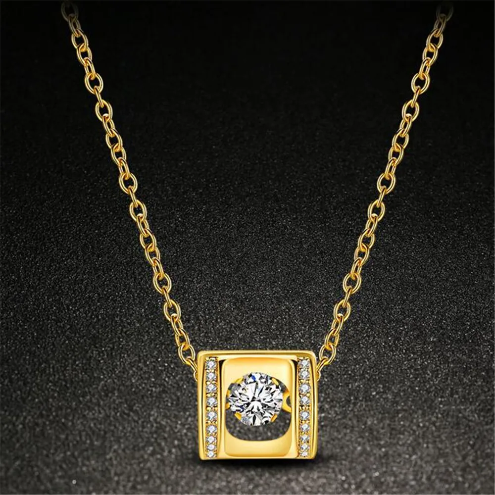 Женское ожерелье с подвеской из серебра 925 пробы квадратным камнем | Украшения и