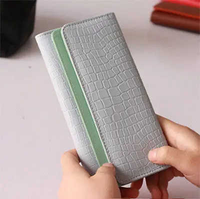 Модный женский длинный кошелек OL с двойным клапаном и отделением для карт 11