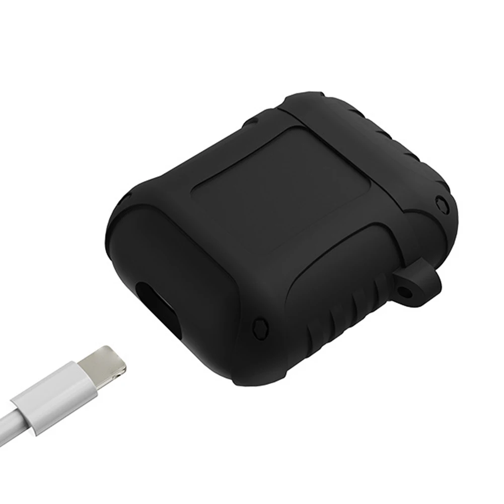 Protective Case With Hook Shockproof Anti Slip Splash Resistant Portable Accessories Earphone Accurate Hole Silicone For AirPods |
