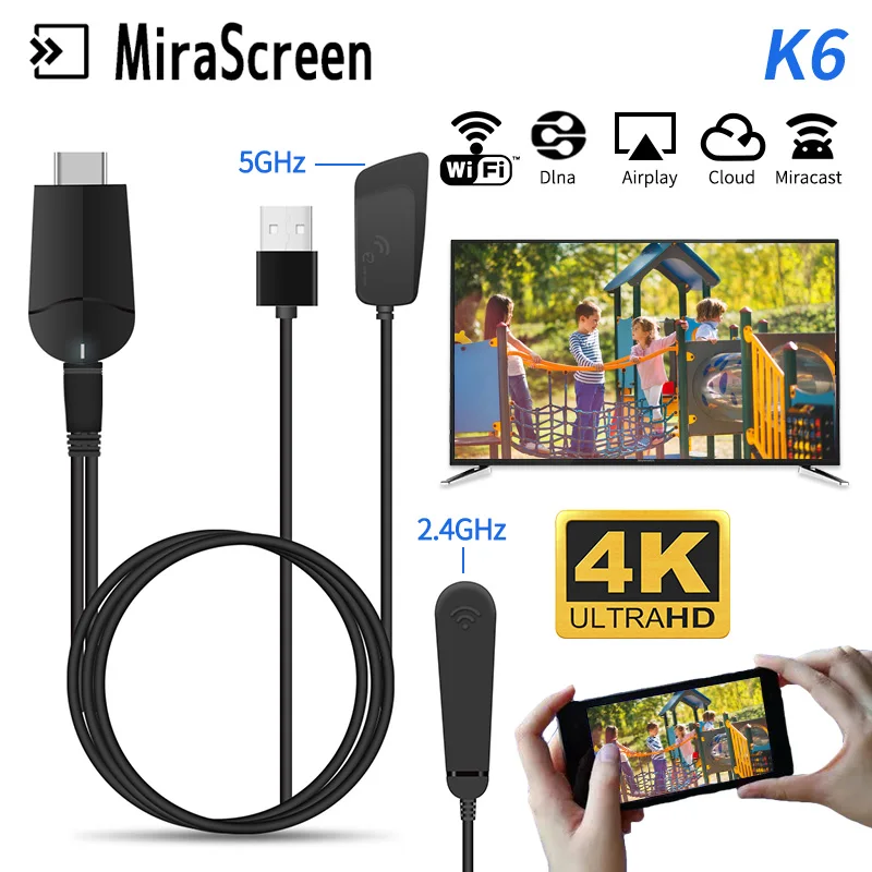 ТВ приставка Mirascreen K6 5g 2 4G 4K HDMI Miracast DLNA Airplay Wi Fi дисплей приемник ключ поддержка ПК