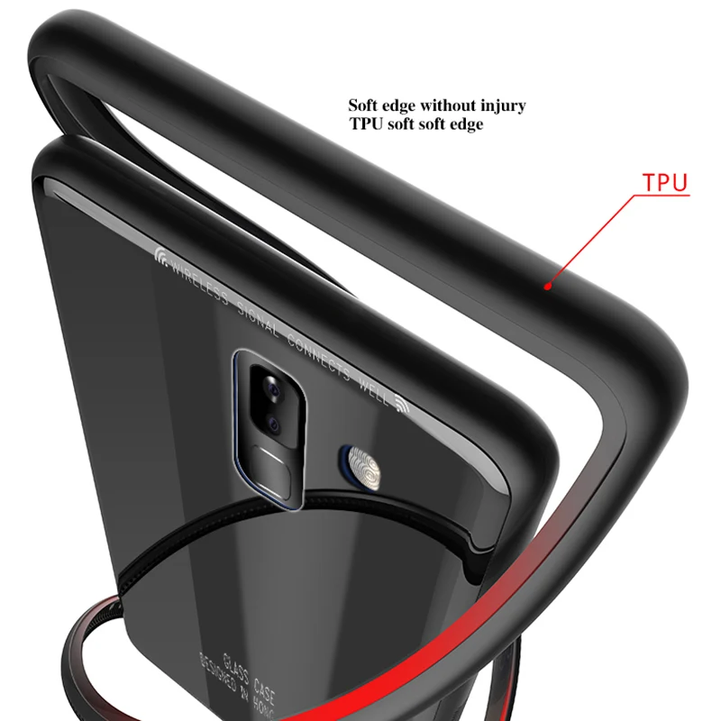 Жесткий чехол BFOLLOW для Samsung Galaxy A8 2018/A6 2018/A7 A5 2018 Стекло 9H задняя крышка черный
