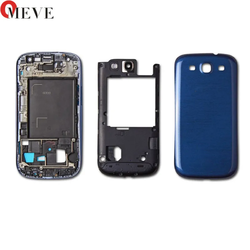 5 комплектов, полный корпус для samsung Galaxy S3 I9300 i9305 s3 neo 9300i 9308i, передняя рамка+ средняя рамка+ крышка аккумулятора, запчасти для ремонта дверей