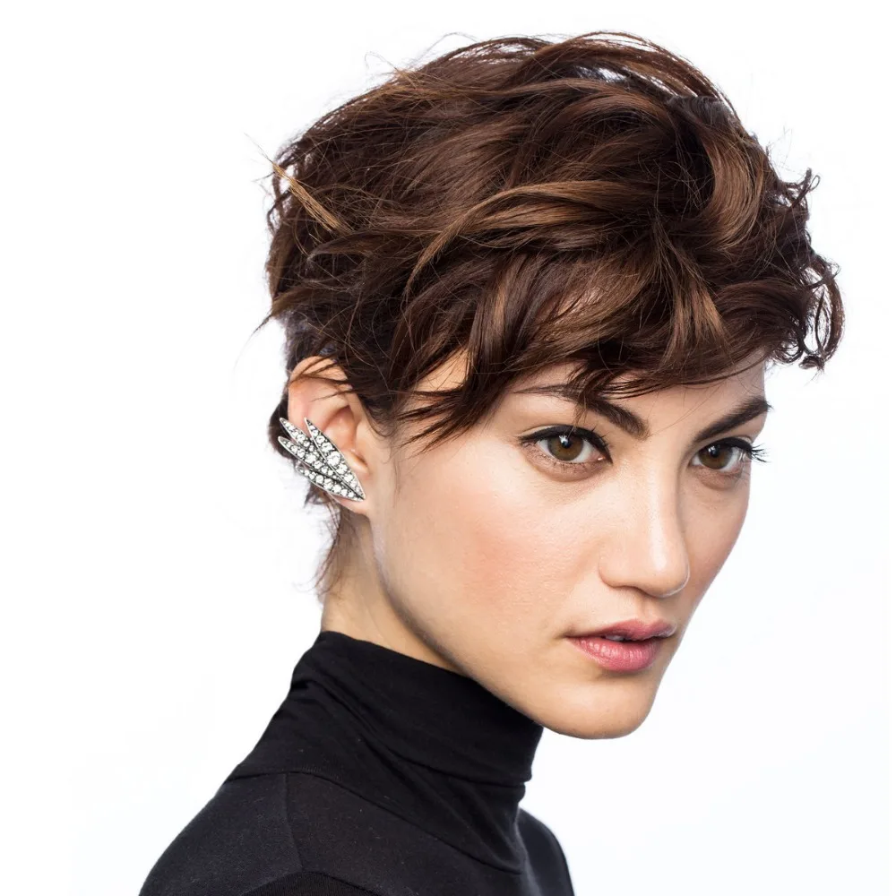 Мода уникальный стиль панк дискотечный шар мода прилив оставляет серьги клип |