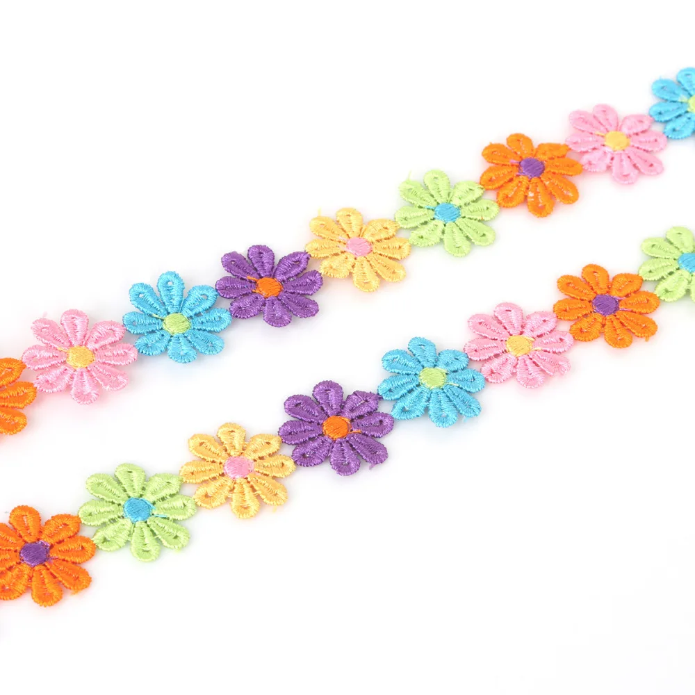 Новинка 2 ярда цветные Изящные цветы ромашки полиэфирная кружевная отделка