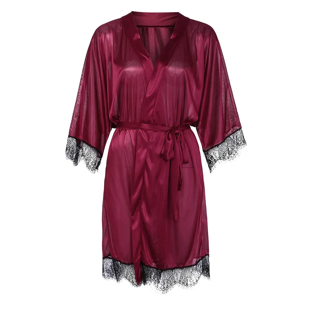 Женское атласное шелковое ночное белье женский кружевной халат пижама боди