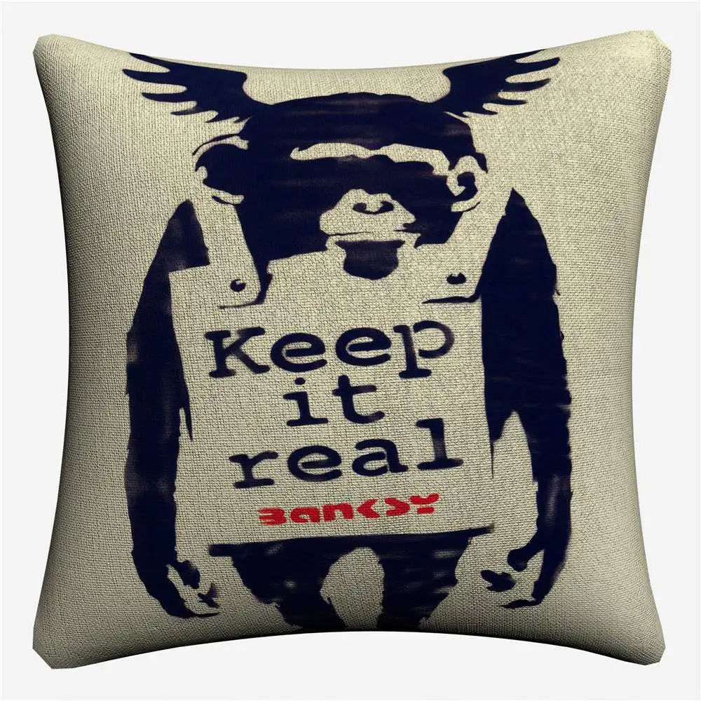 Banksy Keep It Real Art декоративная хлопковая льняная наволочка 45x45 см для дивана кресла декоративные домашние наволочки Almofada - Цвет: 3