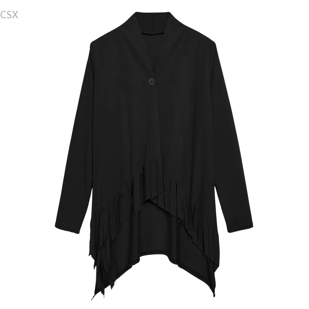 MwOiiOwM кисточка пальто женский подол ассиметричный жакет трикотажные свободный
