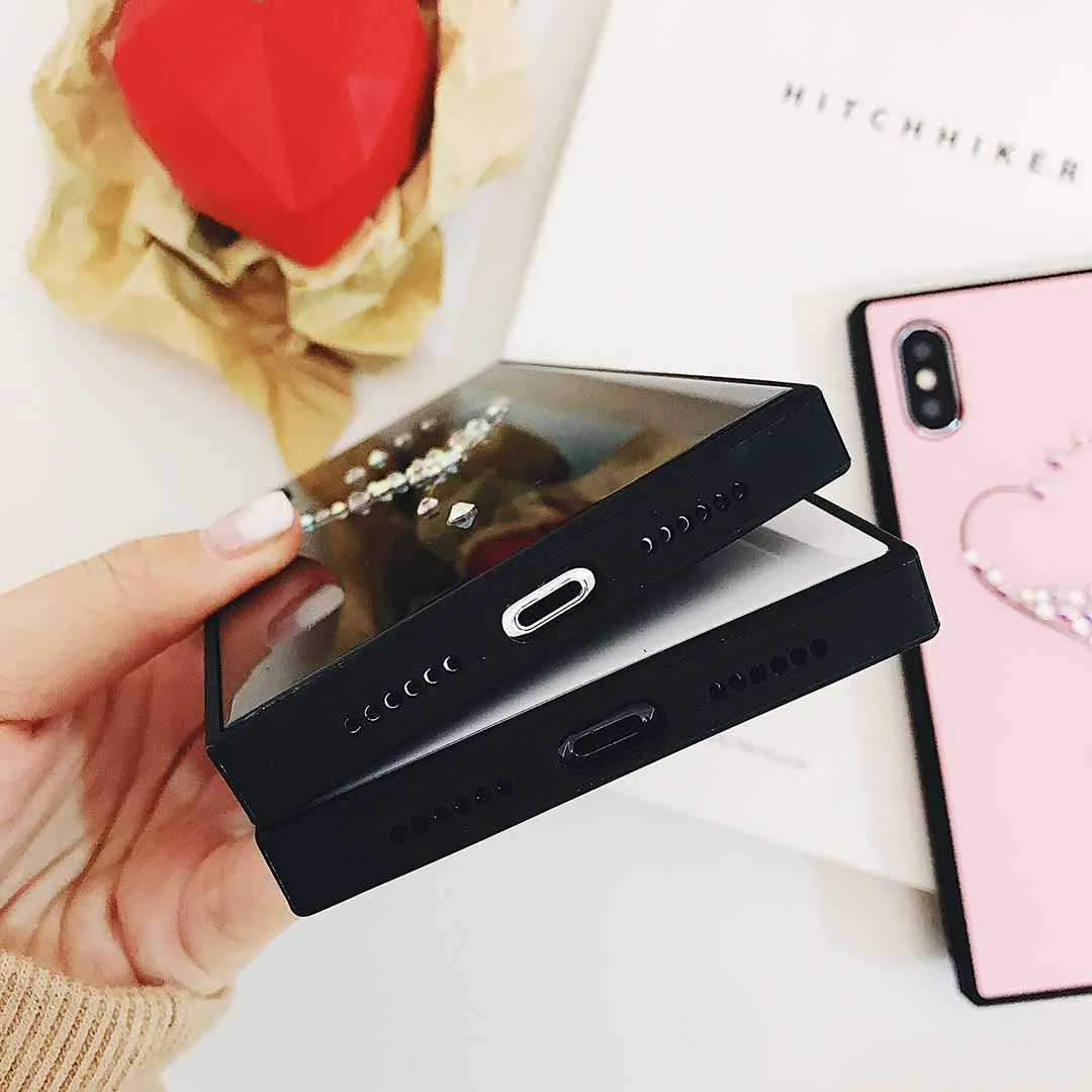 Люкс Алмазная Сердце Любовь чехол для телефона IPhone 6 плюс 6s 7 Plus 8 X черный белый