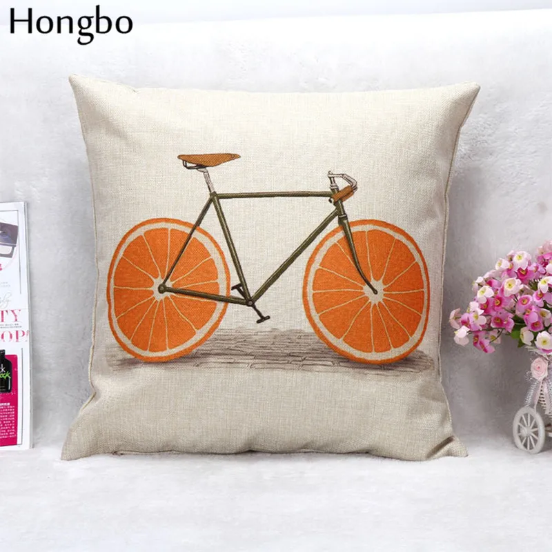 Хунбо 1 шт. хлопок лен наволочки прохладно летом фрукты велосипед Show декоративные