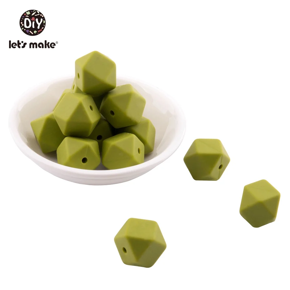 8 Let'S Make 20Pc 14Mm Hexagon Silicone Teether Beads Baby Tiny Rod Multifaced Baby Teething Toy Beaded Silicon Baby Teether Toy - Цвет: 8