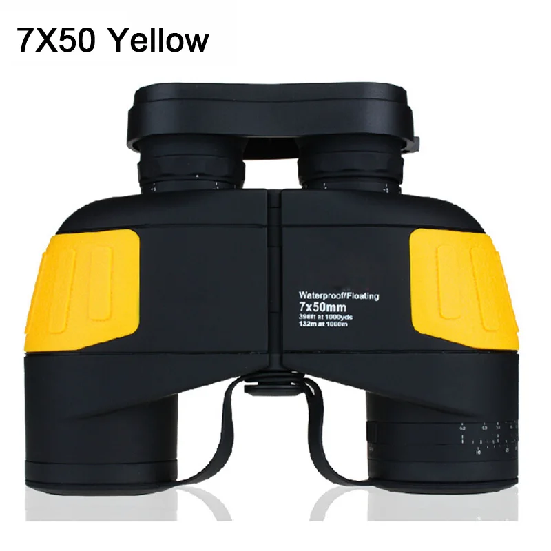 Yellow Высокое качество 10X50 Бинокль дальномер Профессиональный морской водонепроницаемый плавающий навигационный телескоп Военный для охоты - Цвет: Yellow