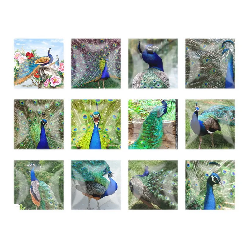 Плоский квадратный кабошон с рисунком павлиньих перьев 12 мм 20 25 DIY Подвески для