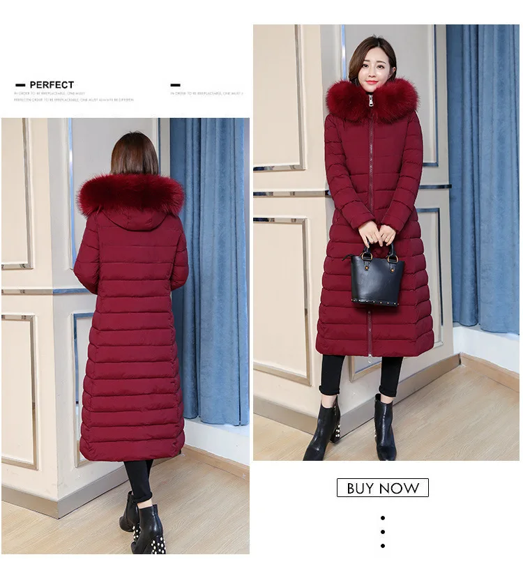 Women popular new women long over-the-knee heavy cotton-padded jacket fashionable with thick coat