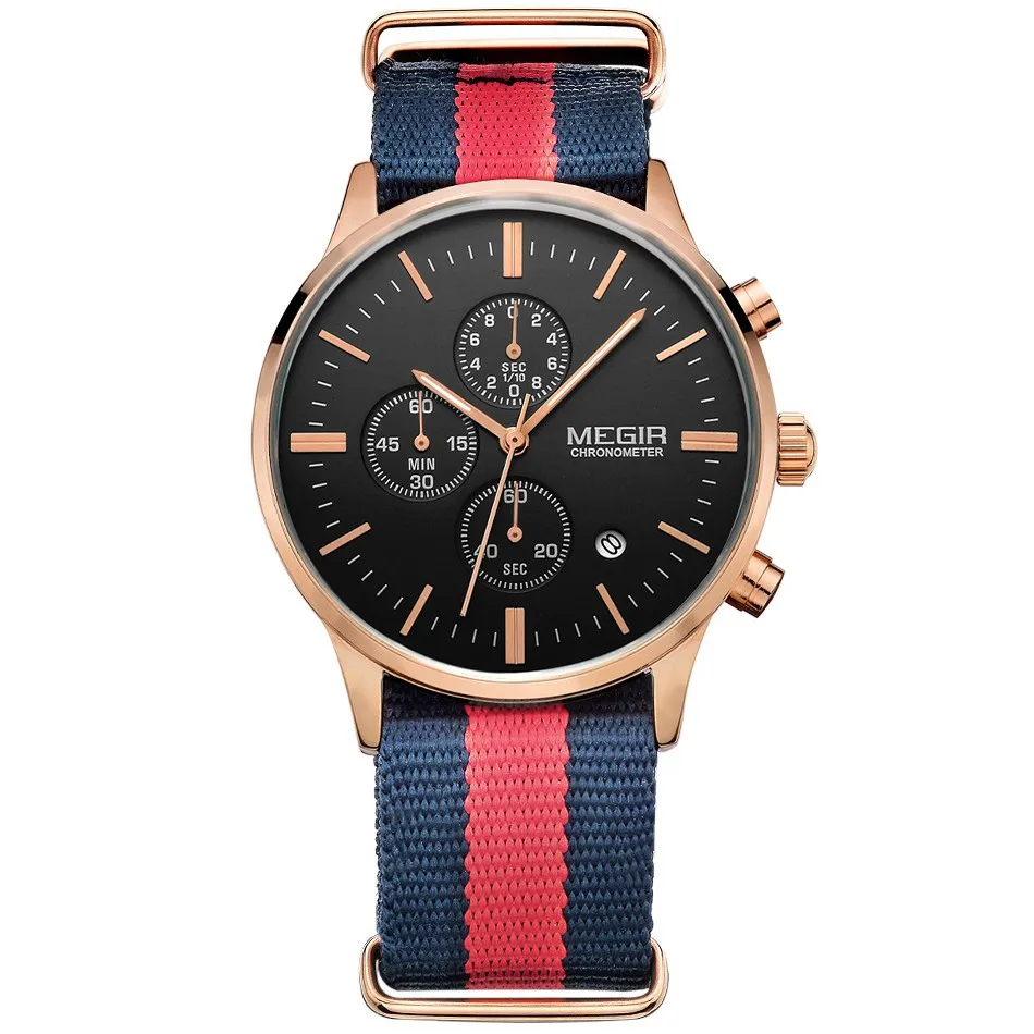 Megir relojes hombre роскошные Брендовые мужские наручные часы модные повседневные часы с кожаным ремешком Хронограф Спортивные часы золотые антикварные мужские часы