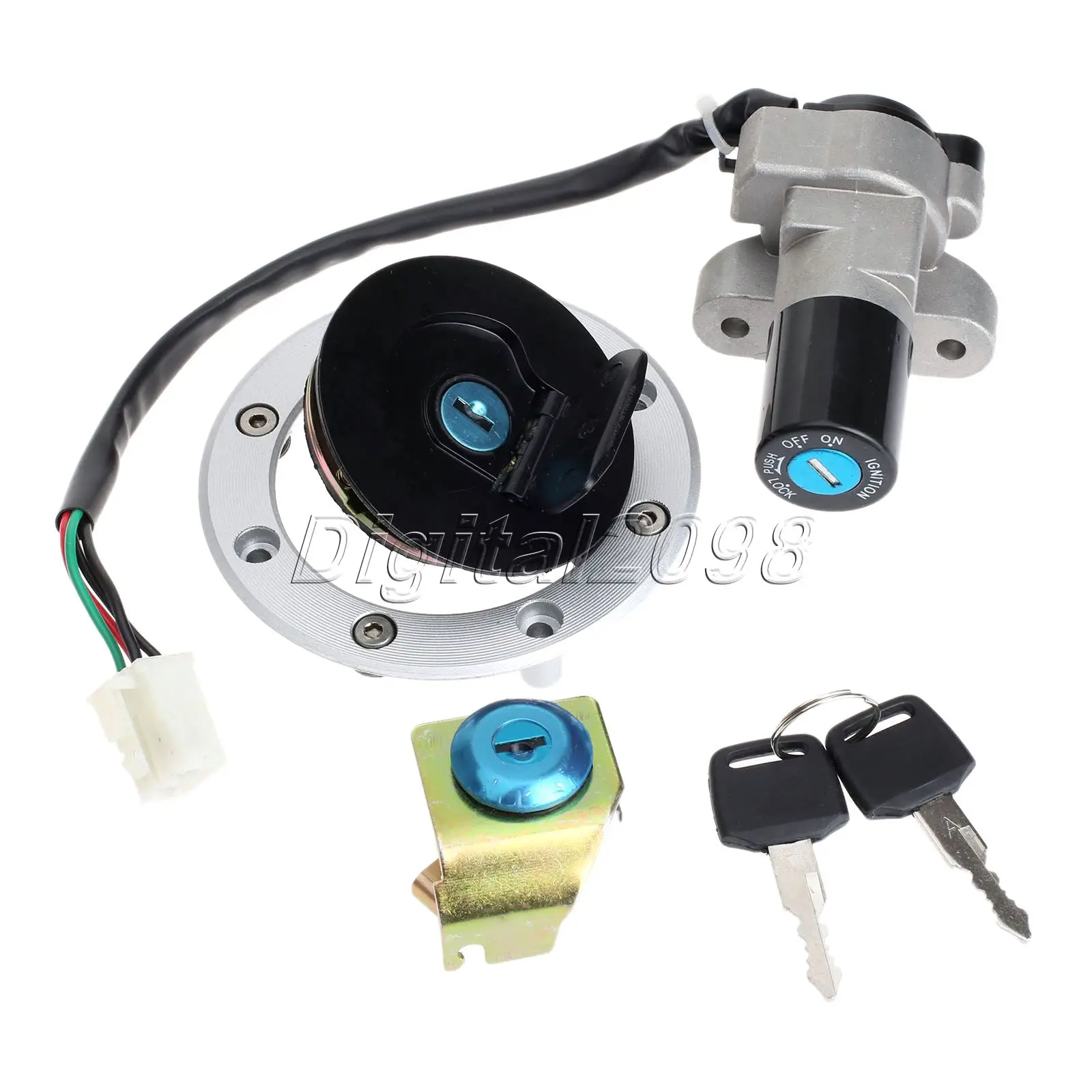 

Yetaha Motorcycle Lock Set Ignition Key Switch Lock Fuel Gas Cap Cover For Suzuki GS500 2001 2012 Aluminum