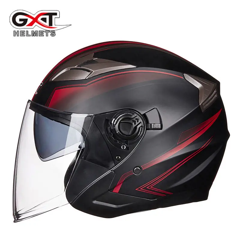 

New arrival GXT 708 half face motorcycle helmet high quality double lens ABS reinforced shell motorbike helmets vespa helmets