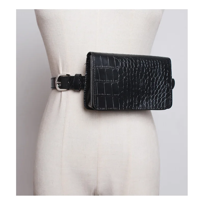 Black waist bag Женская сумка под змеиную кожу, поясная сумка из искусственной кожи, поясная сумка из змеиной кожи, поясная сумка с ремешком, пляжные сумки на бедрах, Сумки из искусственной кожи, кошелек A33 - Цвет: Black waist bag