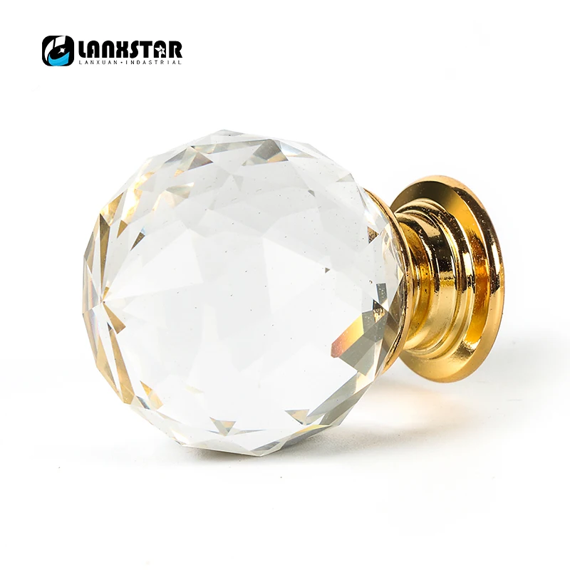 

High Quality Crystal Ball Cut Faces Furniture Drawer Cabinet Cupboard Wardrobe Dresser Pull Handle Knobs