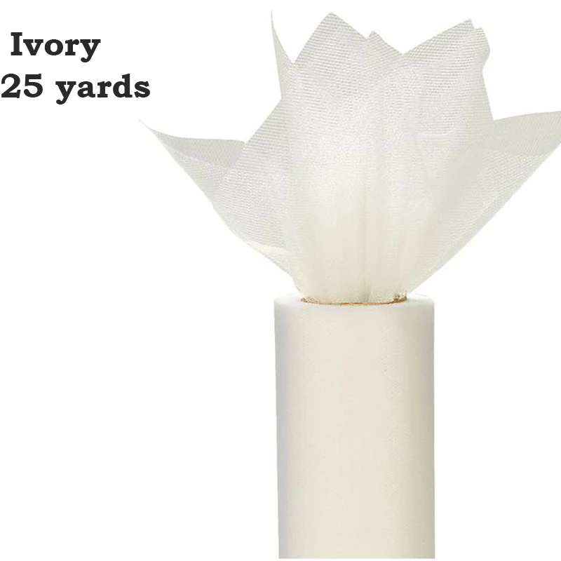 Ivory 25yrd Fengrise Свадебные украшения 100 ярдов 91.5 M 15 см фатин Ткань Юбки Швейные Tкани Тюль Spool рулонов органза лоскутное Аксессуары ремесла - Цвет: Ivory 25yrd