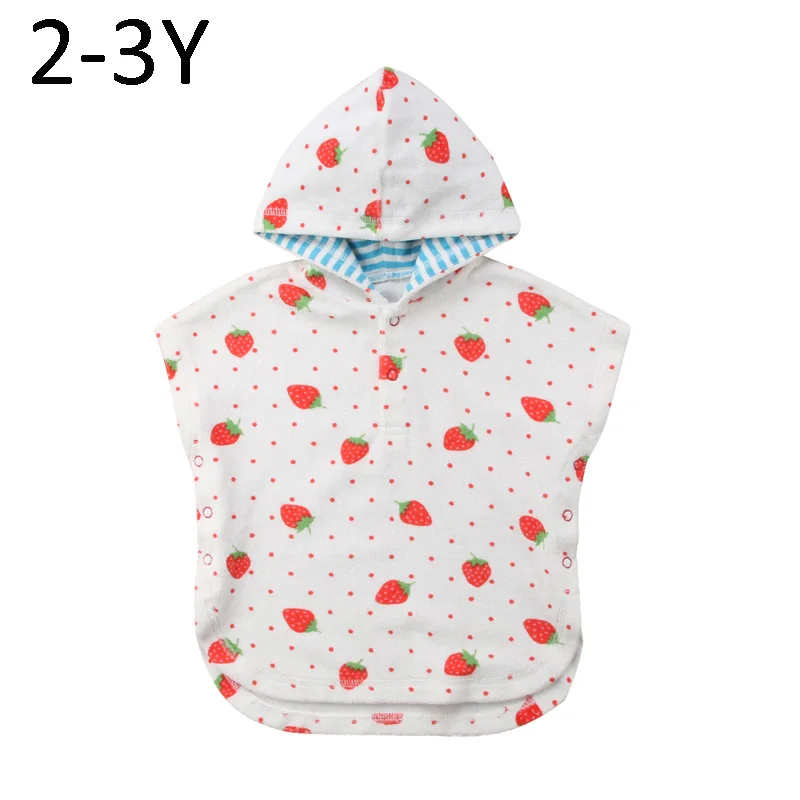 Strawberry 2 to 3 Y Детское банное полотенце с капюшоном, детское милое пончо, пляжная одежда для бассейна, детский банный халат, мультяшное полотенце для маленьких мальчиков и девочек, купальное полотенце - Цвет: Strawberry 2 to 3 Y