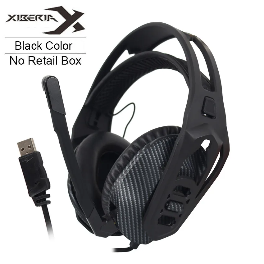 Black No Retail Box XIBERIA S16 USB игровая гарнитура DIY Съемная Виртуальная 7,1 объемный звук стерео бас наушники с микрофоном для PC Gamer - Цвет: Black No Retail Box