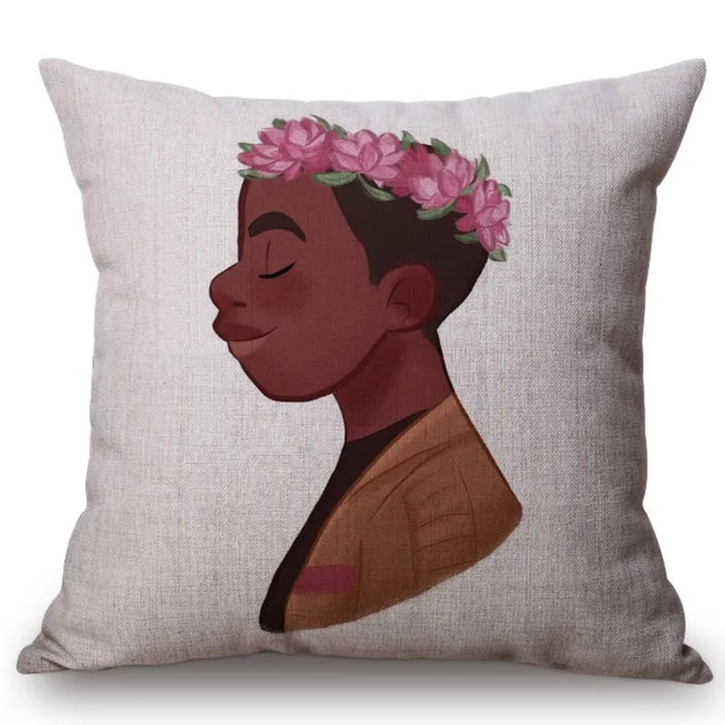 Милый Африканский мальчик наволочка для подушки Красивая мультяшная девушка