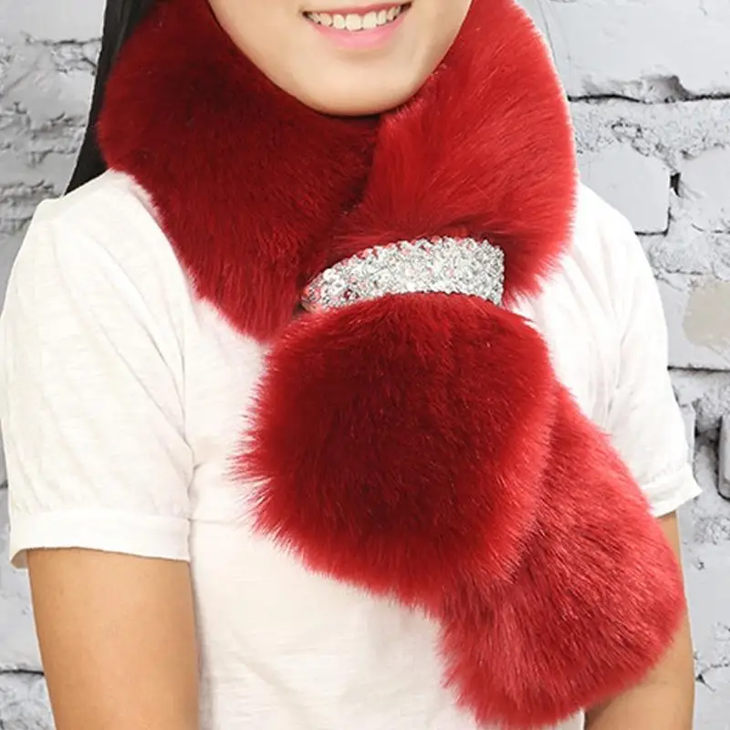 Зимний вязаный женский меховой шарф 100*15 см роскошный для женщин воротник Рекс