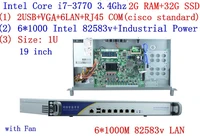 1u firewall server 2g ram 32g ssd with 61000m 82583v gigabit intel core i7 3770 3 4g support ros mikrotik pfsense panabit wayos