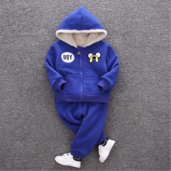 Blue Зимние комплекты одежды для маленьких мальчиков, флисовые пальто с длинными рукавами и рисунком собаки, свитер, штаны, костюм для малышей, для маленьких девочек от 12 месяцев до 3 лет - Цвет: Blue