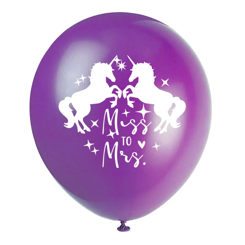 ZLJQ Единорог латексные шары вечерние мисс MRS розовый и фиолетовый для Bachelorette