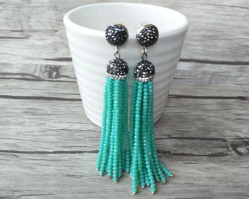 

5Pairs Handmade Crystal Tassel Dangle Earrings, Pave Rhinestone Tassel Earring Jewelry For Women Bohemia Earring ER176