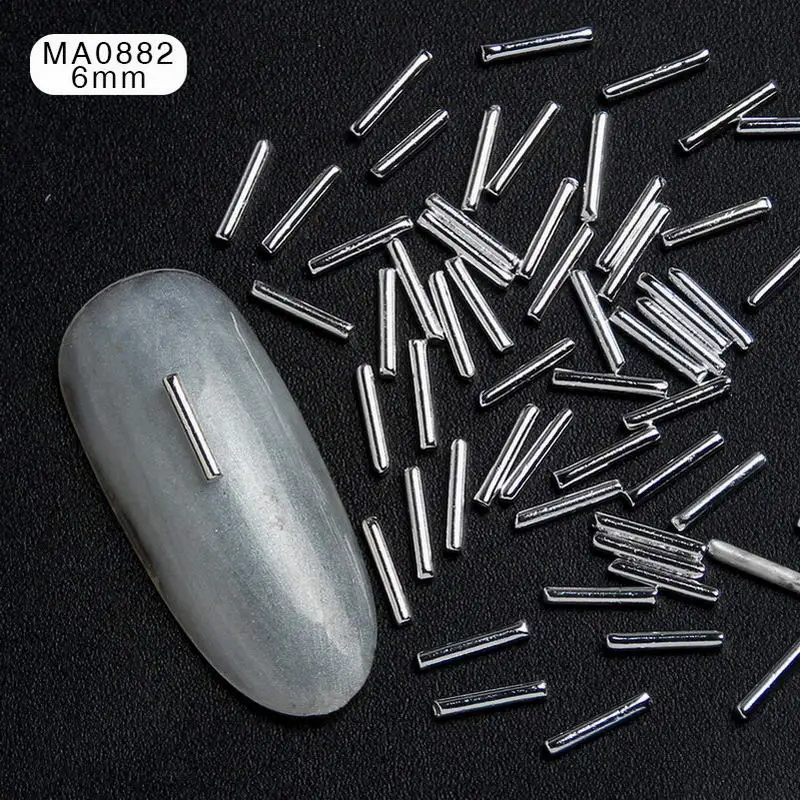 MA0882 100 шт. медная изогнутая палочка для ногтей с заклепками, блестки для ногтей, украшения для маникюра, 3D украшения для ногтей - Цвет: MA0882