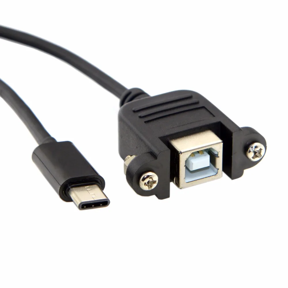 

1 шт. 50 см USB 2,0 B розетка для принтера Панельное крепление с отверстием для винта к USB Type-C 3,1 Штекерный кабель Adaoter коннектор
