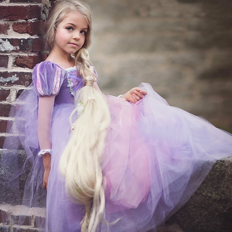 2018 детское осеннее запутанное платье Рапунцель бальные платья для девочек
