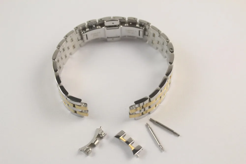 

14mm T097007 New Watch Parts Male Solid Stainless steel Gold plating bracelet strap T097 Female WatchBands For T097007A