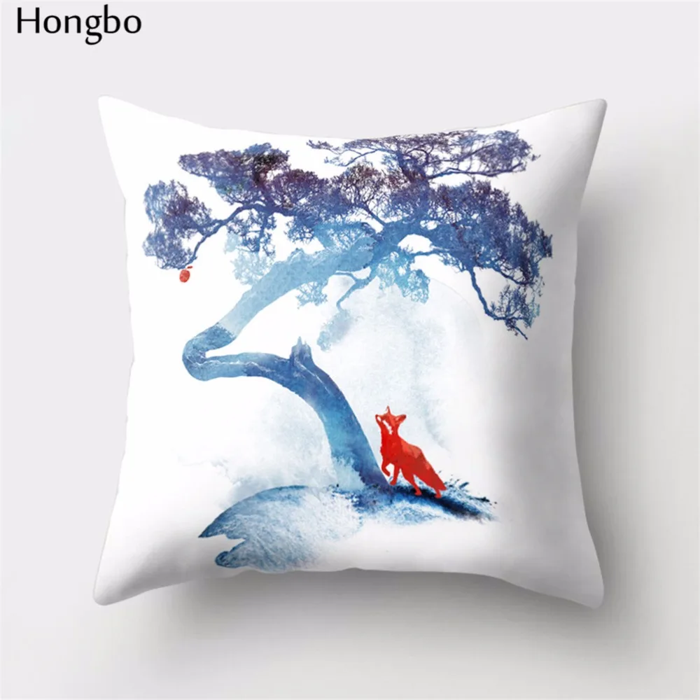 Hongbo 1 шт. мультфильм лиса печати квадратный пледы Наволочки Чехол для подушки для автомобиля диван домашний декор