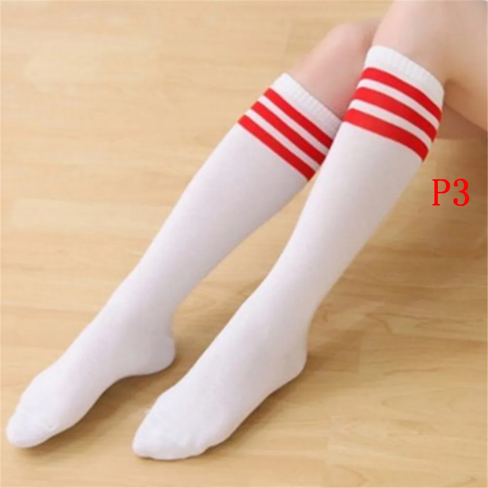 

Sexy Women Color Classic Striped Cotton Socks Lacrosse Long Socks Ladies Knee High 3 Line Solid Socks Warm