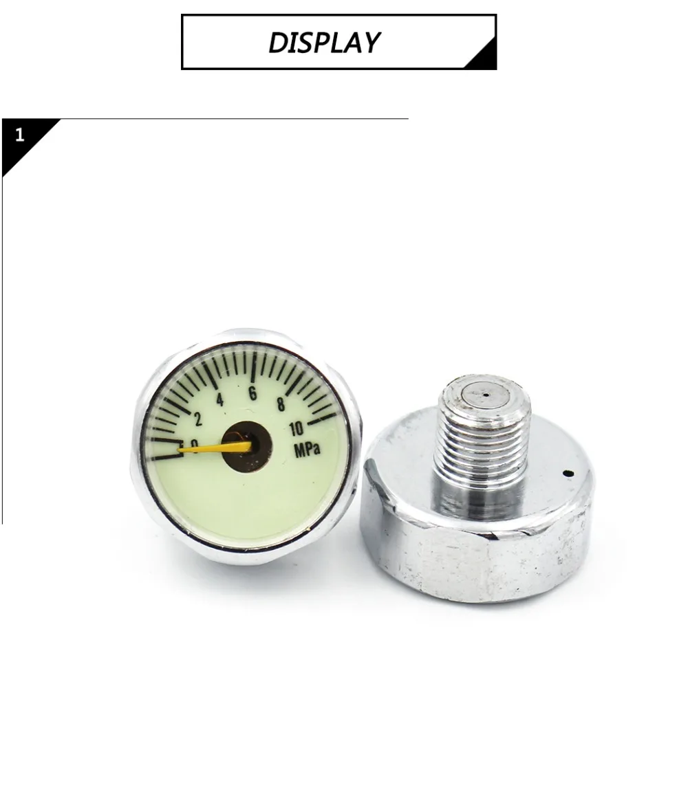 PCP Airforce Paintball Airsoft Hand Pump Valve M10x1 High Pressure Gauge 25mm 5mpa 10mpa 20mpa 30mpa 40mpa 1'' Luminous Gauge