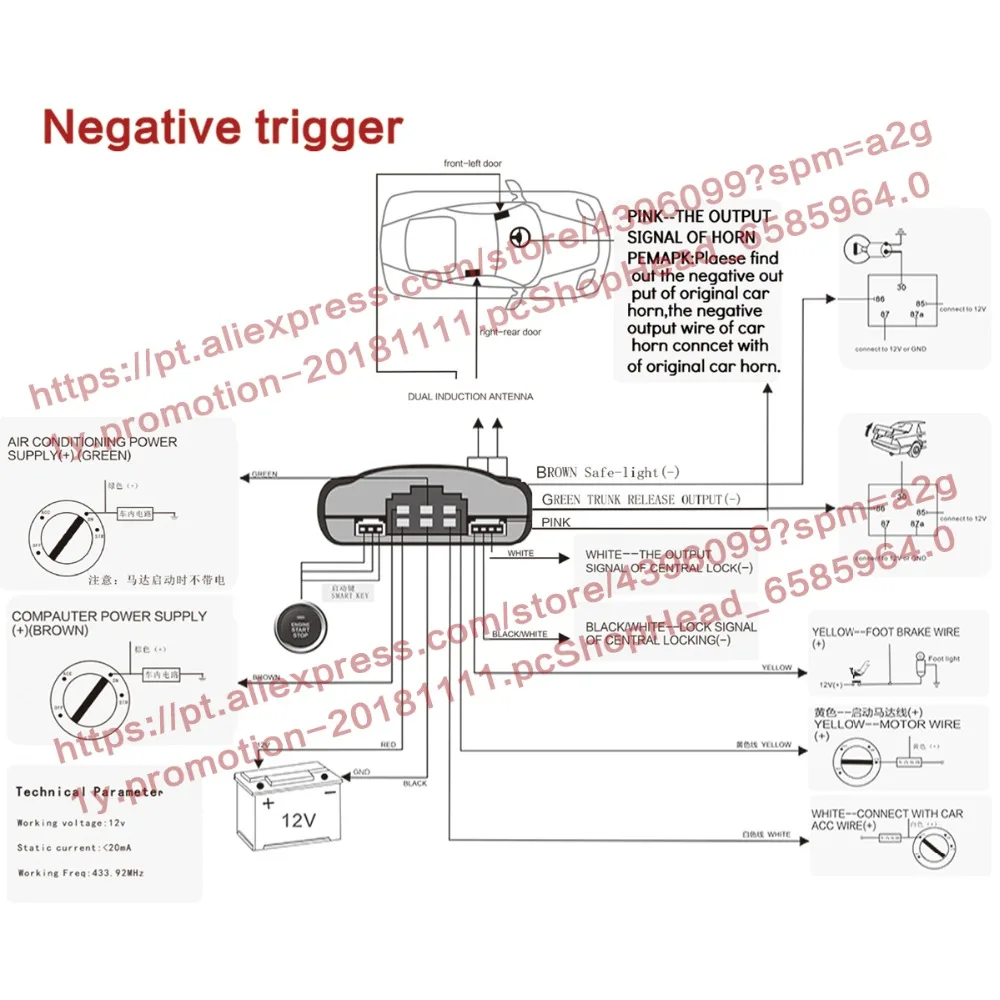 

Spirior15 Auto Anti-theft Alarm Car Comfortable Keyless Entry One Button Start Remote Control System Automobile Car Accessorie