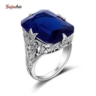 Szjinao класса люкс на день рождения, на квадратном каблуке кольцо с гравировкой ручной работы античная сапфир турецкие украшения 100% 925 стерлингового серебра обручальные кольца