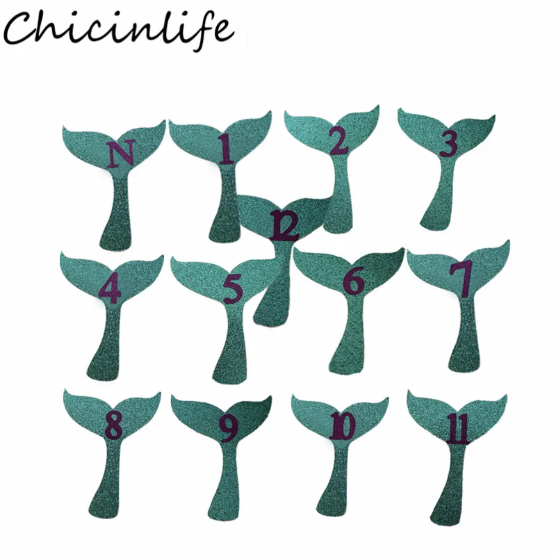 Chicinlife 12 шт Русалка 1 месяцев фото плакат с зажимом день рождения ребенка душ Декор
