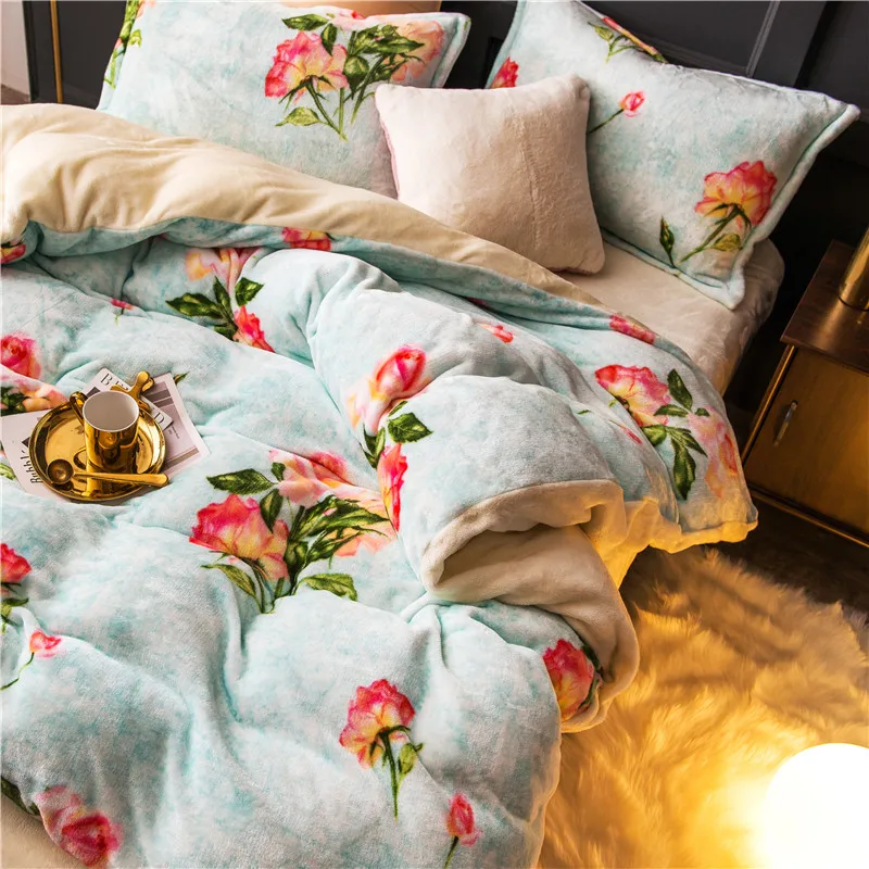 Флисовый теплый Твин Полный queen King size комплект постельного белья Подсолнух набор пододеяльников набор постельного белья простыня parure de lit ropa de cama