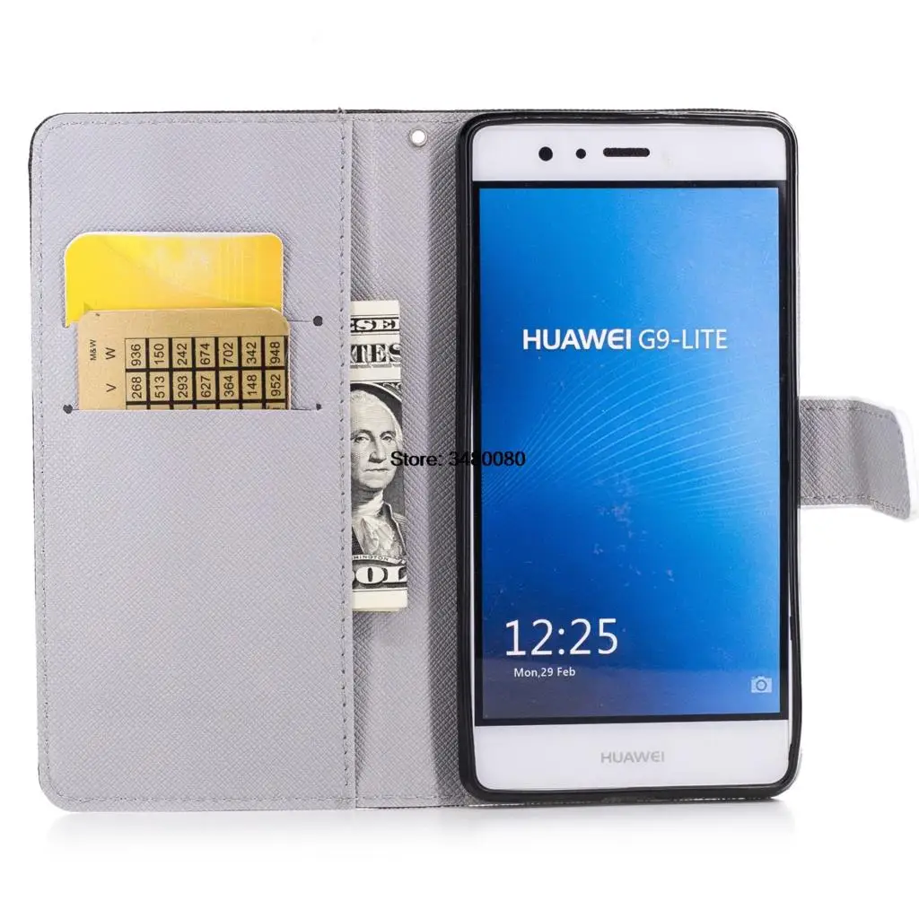 Чехол книжка для Huawei P9 Lite P 9 женский кожаный чехол телефона P9Lite VNS L21 L31 L22 L23 черная