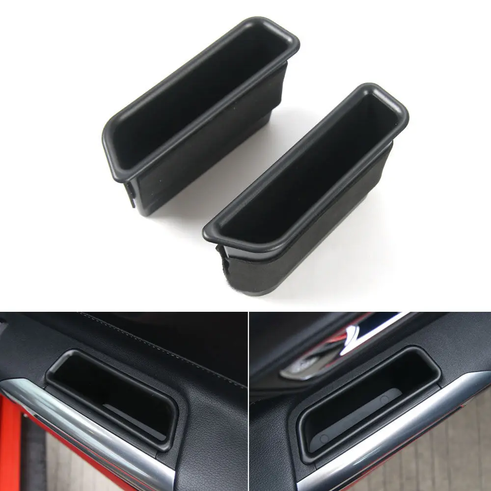 

BBQ@FUKA 2x Car Door Side Armrest Handle Storage Box Cover Fit For Ford Mustang 2015 2016 Car Container Accessories