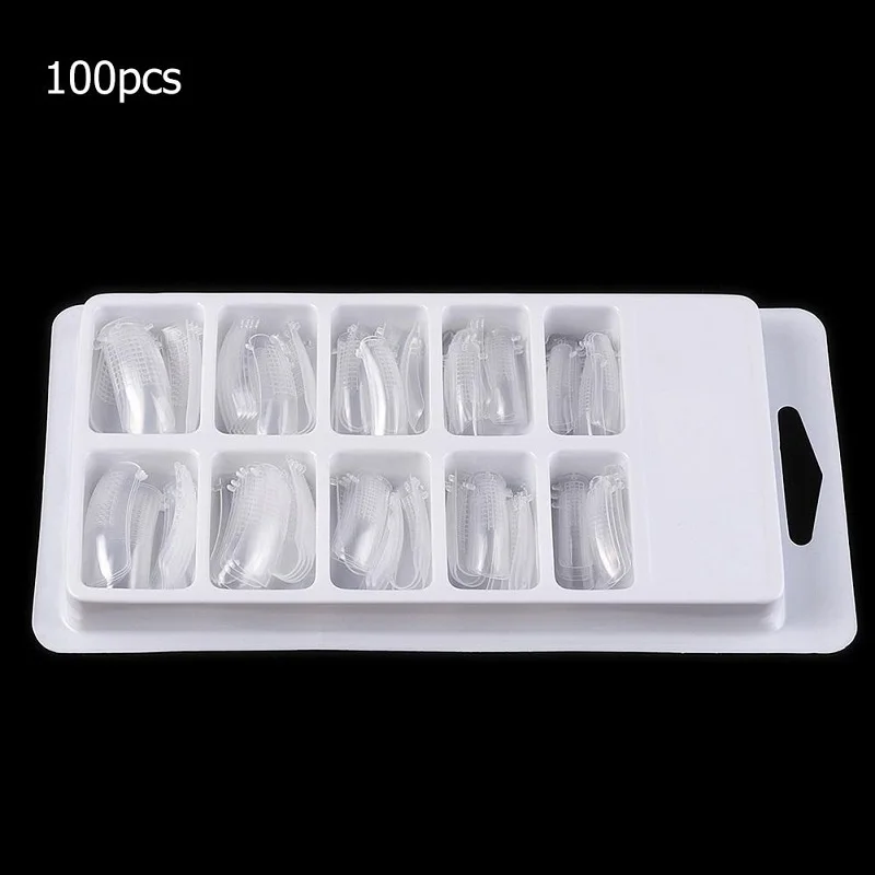100pcs 20-500 шт пластиковые прозрачные накладные кончики для ногтей со шкалой для маникюра Инструменты для демонстрации для маникюра УФ-гель накладные кончики для нейл-арта - Цвет: 100pcs