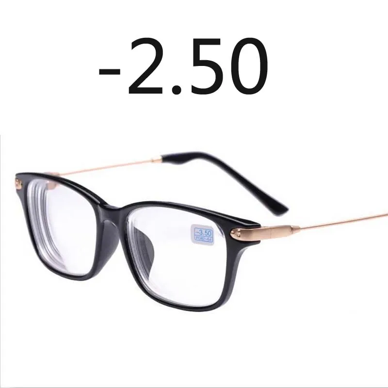myopia 250 Готовые Очки для близорукости черная оправа металлические золотые ножки прозрачные линзы прицельные очки по рецепту-1-1,5-2-2,5-3-3,5-4 - Цвет оправы: myopia 250
